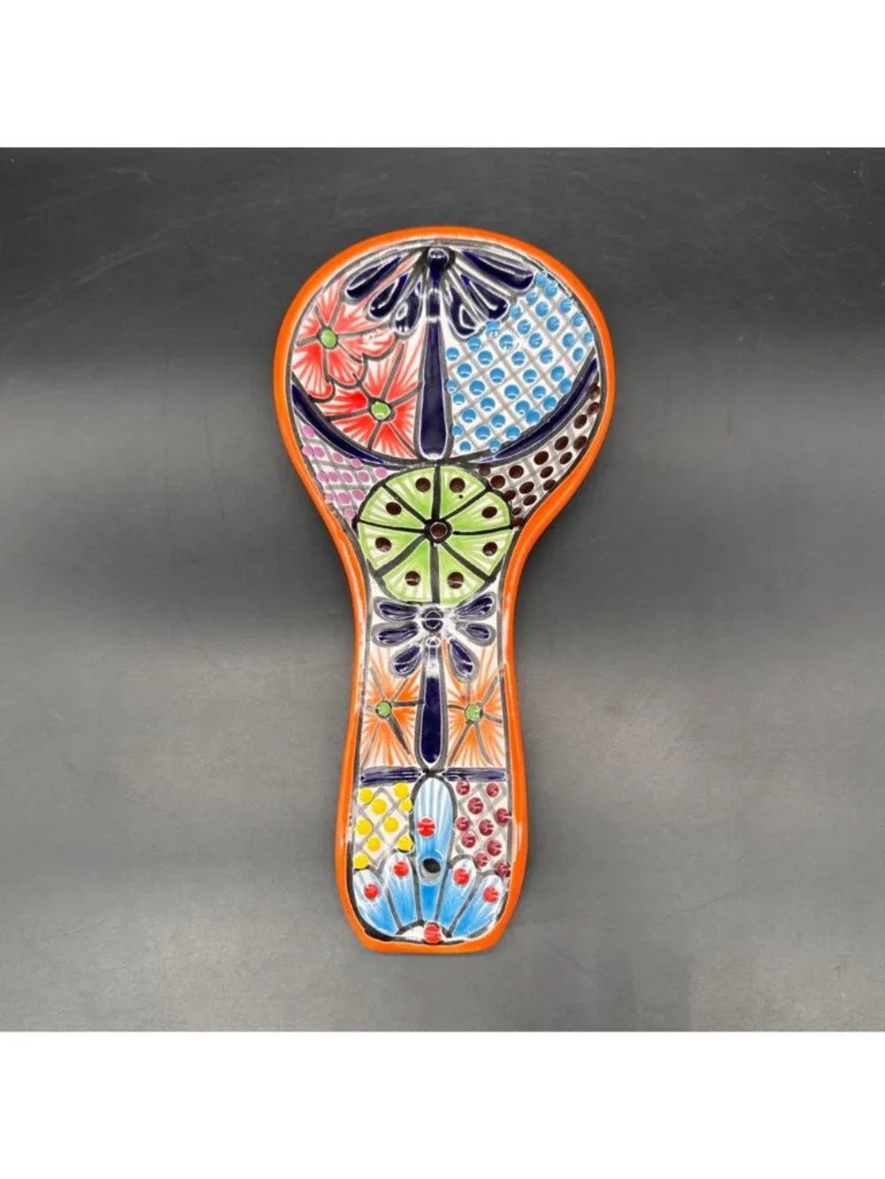 Talavera Mexico Pottery Spoon Rest Floral Colorful Hanging Mexican Folk Art